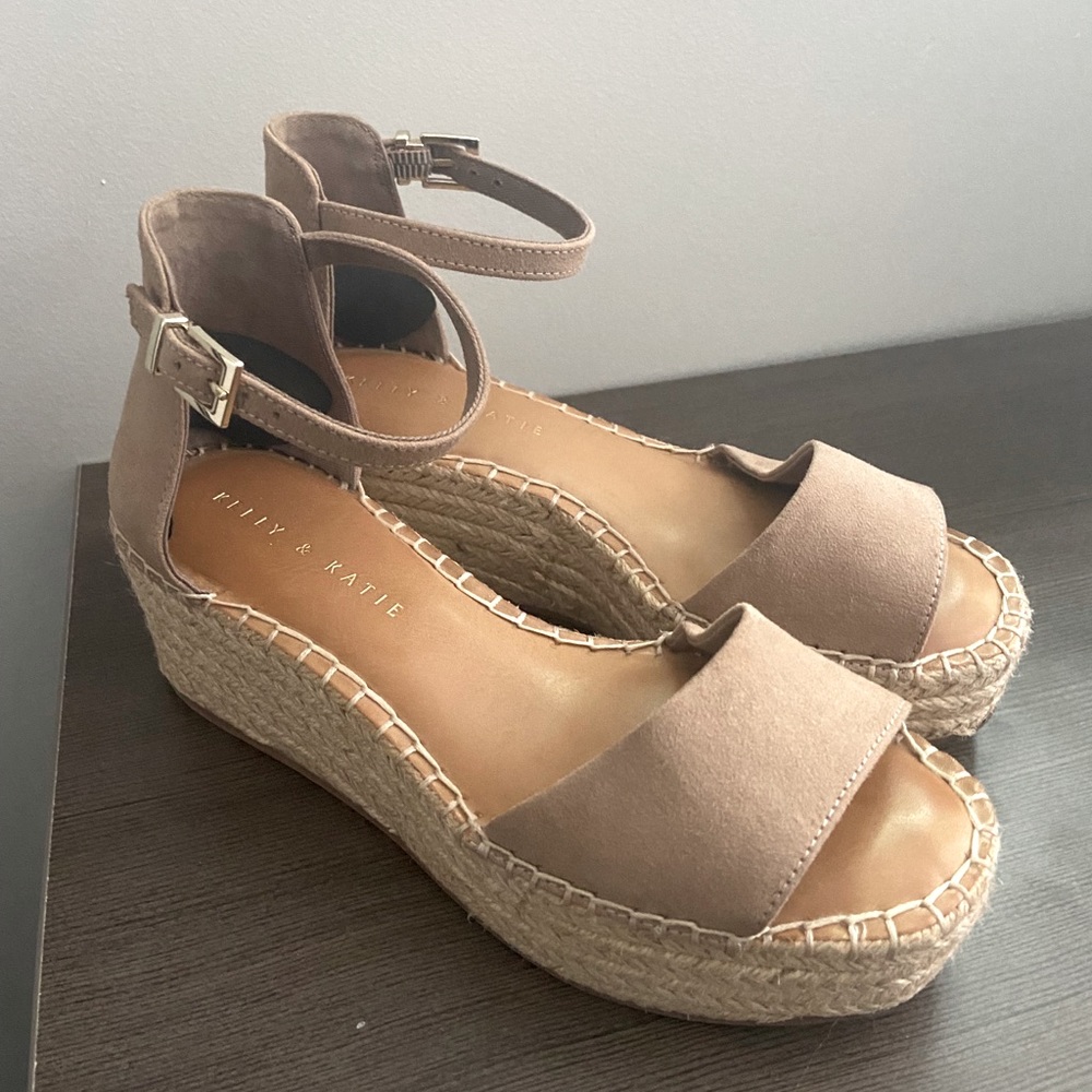 Platform Espadrille Sandals (Taupe Faux Suede)
